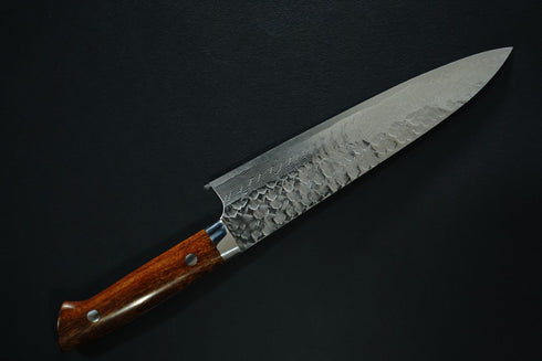 TAKESHI SAJI GINREI VG10 CHEF'S KNIFE 210 MM CROSS-SHAPED HAMMER PATTERN & 33 LAYERS DAMASCUS